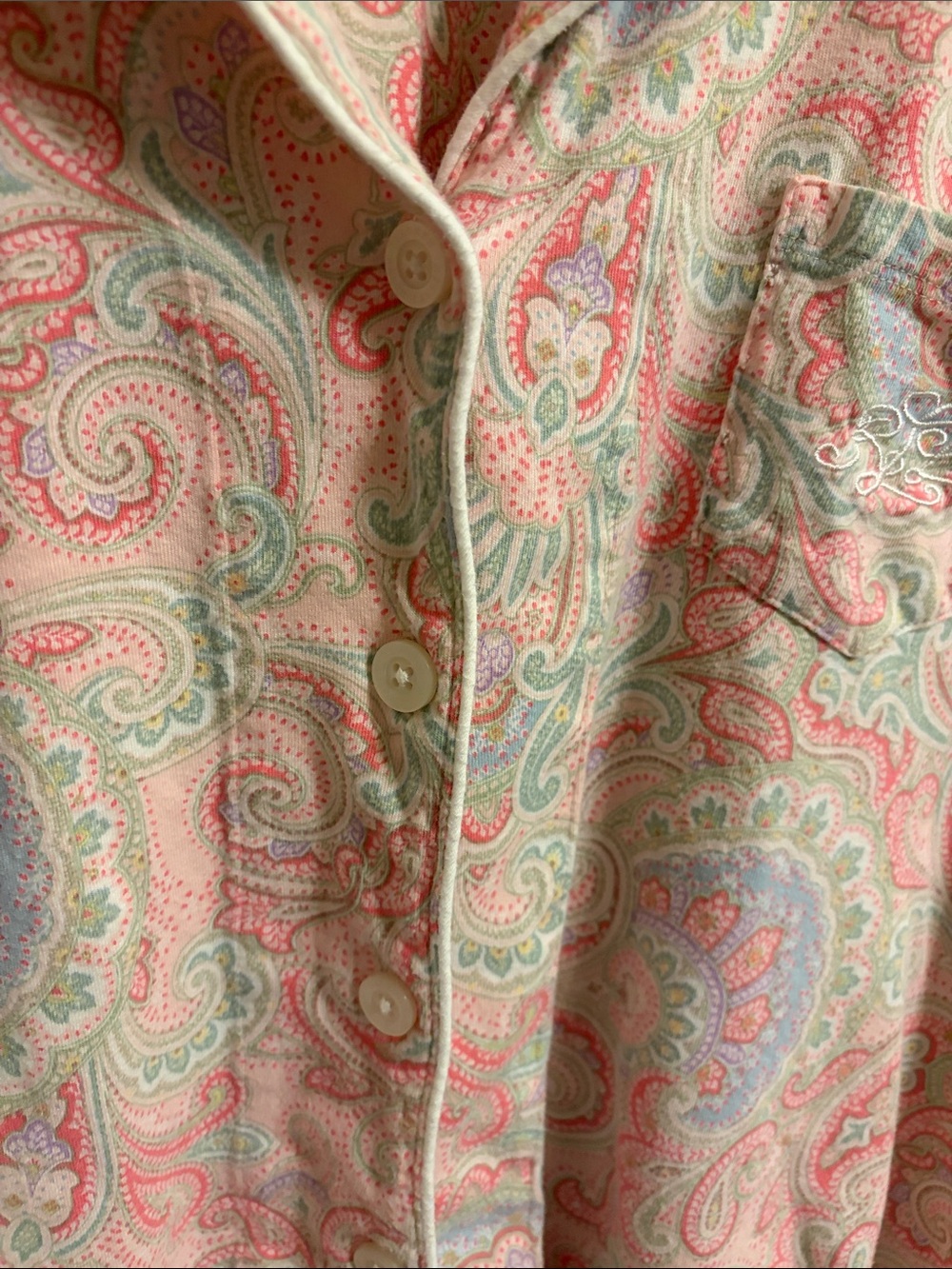 Lauren Ralph Lauren Pink Multi Paisley Short-Sleeve Cropped Leg Pajama Set - Picture 4 of 6